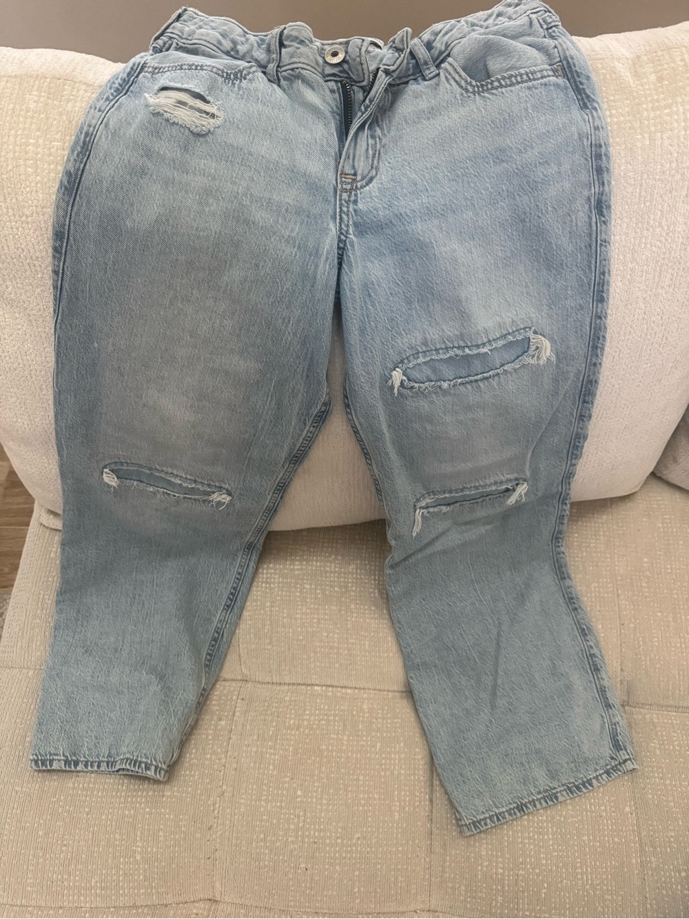 abercrombie kids Light Wash Distressed Boyfriend Jeans